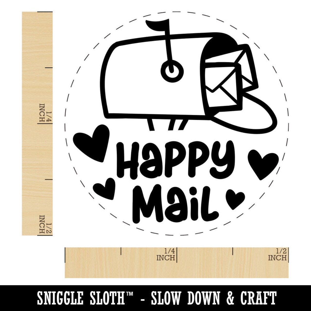 Happy Mail Envelope Mailbox with Heart Rubber Stamp for Stamping Crafting Planners